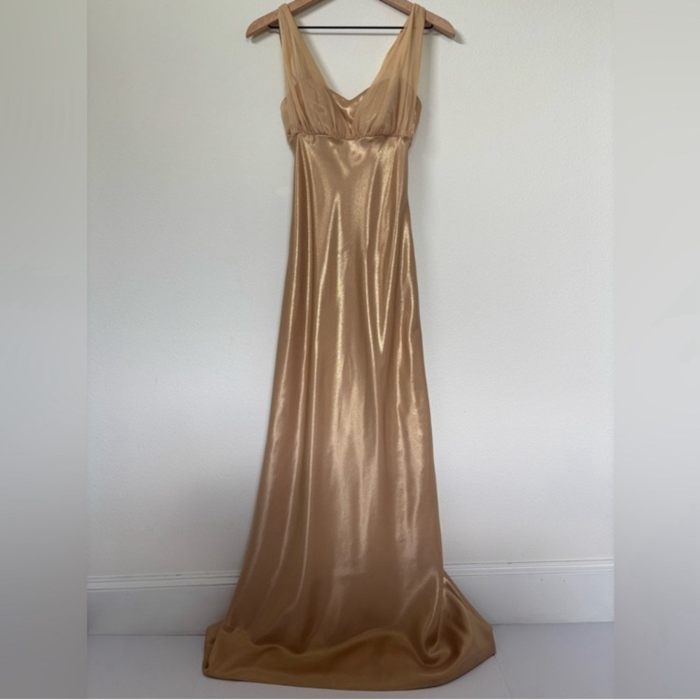 Cache Gown Vintage Dress Formal 90s Y2K Prom Gold Yellow Sleeveless Size 2 Small